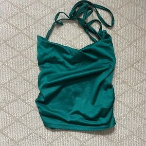 Teal Halter Scoop Neck Women's Top